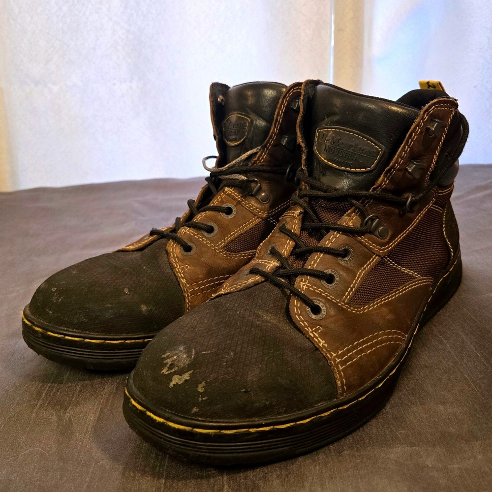 Dr Martens Steel Toe Safety Work Boots Men Size 13 Brown Black EH Slip Resistant